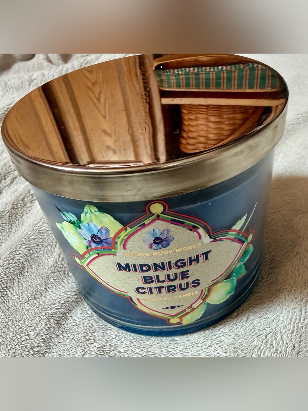 Bath & Body Works Navy Blue & Gold Jar Candle - Midnight Blue Citrus Accent